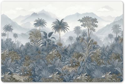 Placemats 45x30 cm - Placemat kunststof - 1 stuk - Jungle - Landschap - Blauw - Borden onderleggers - Decoratie voor op tafel - Keuken tafeldecoratie accessoires - Vinyl onderlegger - Tafelversiering