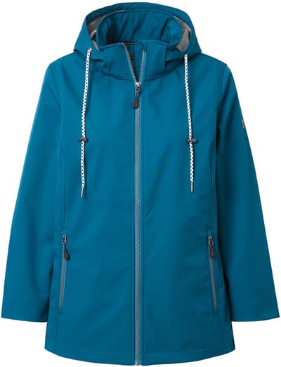 Ulla Popken - Dames - HYPRAR softshell-jas waterafstotend ritszakken - Petrol - Maat 42+