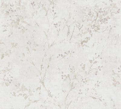 LINNENLOOK BLOEMEN BEHANG | Aquarel - Grijs Beige Lila - Livingwalls Stories of Life
