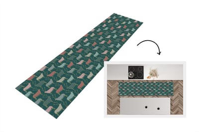 Keukenloper - Loper keuken - Patronen - Hert - Groen - 200x50 cm - Keukenloper vinyl