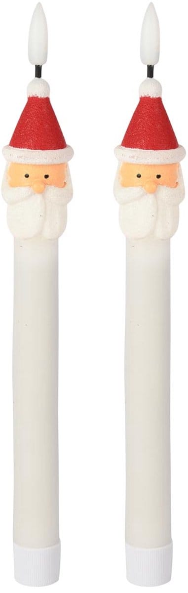 Dekoratief | Box 2 kaarsen 'Santa', wit/rood, LED, 2x2x25cm | A255944