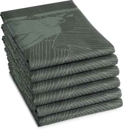 DDDDD - Birdy - 6x Theedoek - Set van 6 stuks - Katoen - Print - 60x65 cm - Groen