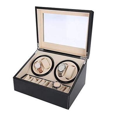 Dailygoods - Elektrische horloge-opwinder - 10 horloges - Stille motor - Zwart - Automatische horlogebeweging - Geschikt voor heren en dames - 31 x 24...