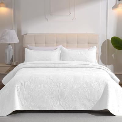 Sprei, bankdeken, dekbedovertrek, zachte bankhoes, licht dekbed, gewatteerd, comfortabel en kreukvrij (wit, 240 x 260 cm)