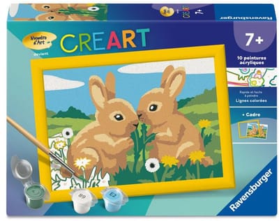 Ravensburger – CreArt Kids 13x18cm – Schilderen op nummer – Schattige konijntjes – Schilderen op nummer set – Leeftijd 7+ – 12023216
