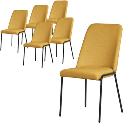 Eetkamerstoelen set van 6 mosterd met rugleuning, gestoffeerde stoelen voor eetkamer & keuken ML-Design