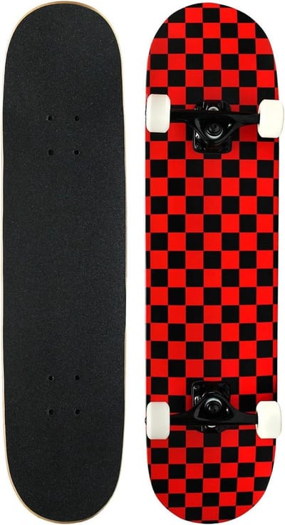 Compleet Skateboard - Pro Board - Straat Skatepark - Gemonteerd Geleverd - 32 Inch Dek - Zwart Rood