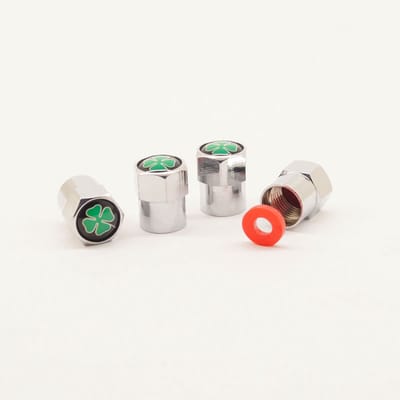 Schrader (auto) ventiel - Zilver klavertje vier aluminium met afdichting