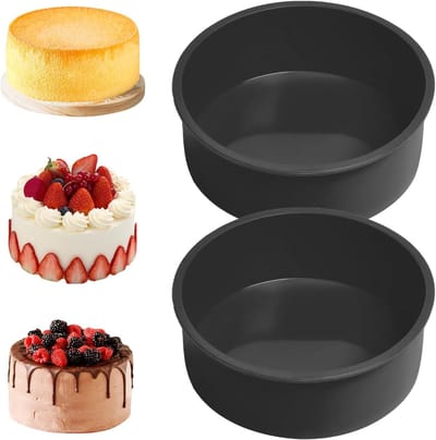 Siliconen Bakvormen voor Airfryer en Oven, 15 cm, 2 Stuks, Ideaal voor Taart en Brood, Zwart