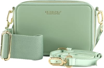 SEIDENFELT MANUFAKTUR Schoudertas Avondtas Falun Tricolor Crossbody Aqua Shades / Gold Mintgroen