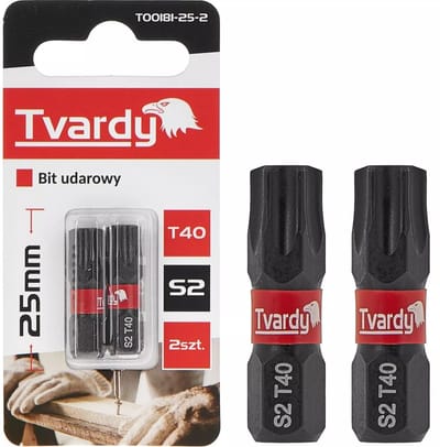 Tvardy Impact bit T40 - 25mm - S2 staal - magnetische tip - set van 2 stuks