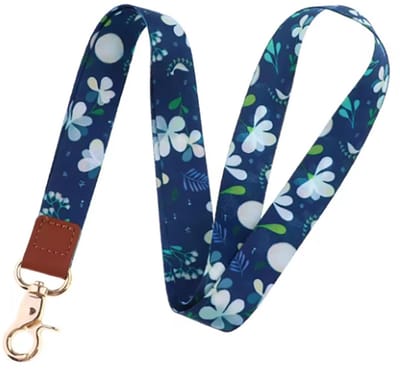 Actie4you® - Keycord - Stevige keycord – Bloemen - Lanyard - Sleutelhanger - Sleutelkoord – bloem Blauw