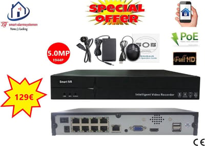 Home-Locking NVR 8CH 1944P-H265 5.0MP 8 uitgangen POE CN-524