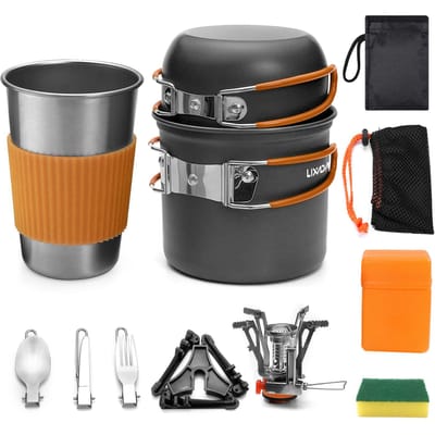 Ustensiles de cuisine de Camping, Kit de désordre Portable, casseroles et poêles de Camping, ensemble de cuisine Type 1 orange