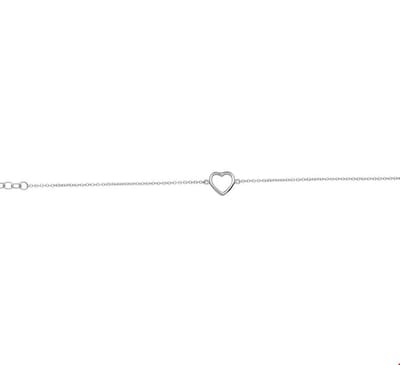 Armband Zilver Hart 1,3 mm 15,5 + 2,5 cm