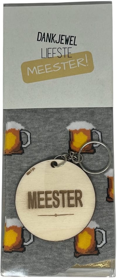 Cadeaudoosje MEESTER | SOKKEN | bierthema | sleutelhanger| liefste juf | liefste meester | meester einde schooljaar | kleine attentie | de liefste ben jij | topper | cadeau
