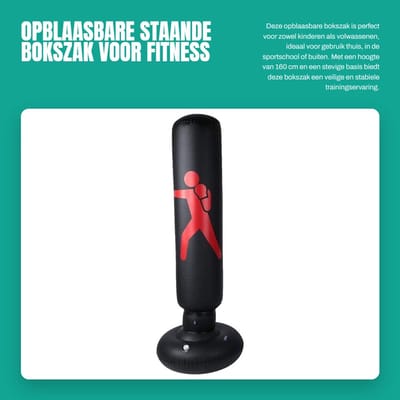 Dailygoods- Bokszak Opblaasbaar - Staande Bokszak - Fitness Tumbler - 160 cm Hoog - Diameter 65 cm - Veilig voor Kinderen/Volwassenen - Fitnesszandzak
