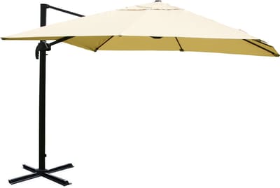 Zweefparasol MCW-A96, parasol, 3x4m (Ø5m) polyester/aluminium 26kg ~ crème zonder voet