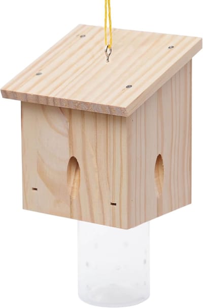 Hangende Houten Bijenval - Met Verwijderbare Kluis - Bijenval voor Buiten - Insectenvallen - Insectenhotel Ophangen - Hangende Houten In Lessenaarsdakstijl - Dakranden, Terrassen of Platforms