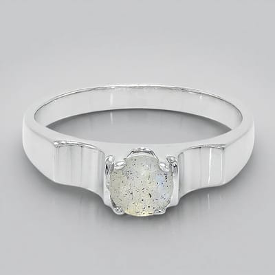 Cavill - Zilveren ring met 0 41 ct spectroliet - 925 sterling zilver - Rondgeslepen edelsteen - Elegant tijdloos ontwerp - Maat 17
