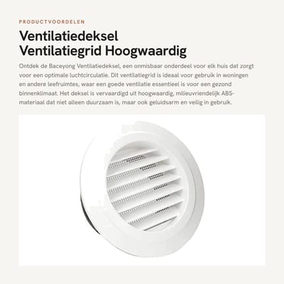 Dailygoods- Ventilatiedeksel 75-200 mm - Ventilatie - Ventilatierooster - Afzuigventiel - Wand/plafondmontage - Hoogwaardig ABS materiaal