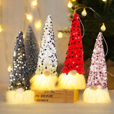 Set van 4 LED Kerstdecoratie Gnooms - Santa Claus Versieringen voor Woonkamer en Slaapkamer, Perfect als Cadeau voor Kinderen