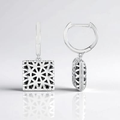Cavill - Zwarte Spinel Oorbellen 1,895 Ct - 925 Sterling Zilver Platina Verguld - Modern Geometrisch Rond Elegant Design - Luxe Dames Sieraden
