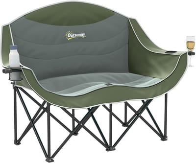 Outsunny Campingstoel-Metaal, Oxford-stof-134L x 50B x 92H cm-Groen