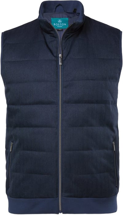 Boston Park - Heren - Doorgestikte bodywarmer two-tone materiaal met structuur - Navy blauw - Maat 52+