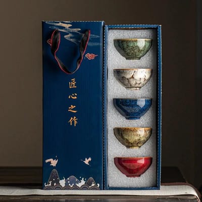 Tasse Master Tasse à thé Céramique Service à thé Kung Fu Tasse à thé Ensemble Cadeau Ménager Tasse Cinq Éléments Jianzhan