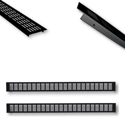 Aluminium Ventilatierooster 100 x 8 cm - Zwart | Optimale Luchtcirculatie voor Keuken, Badkamer en Toilet