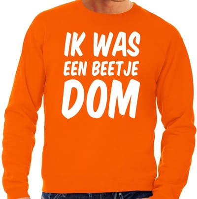 Oranje Ik was een beetje dom sweater - Trui voor heren - Koningsdag kleding S