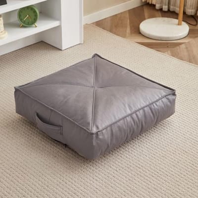 Stoelkussen Dik - Zitkussen Vierkant - Extra Comfort - Waterdicht Kunstleer - 50 x 50 x 10 cm - Grijs