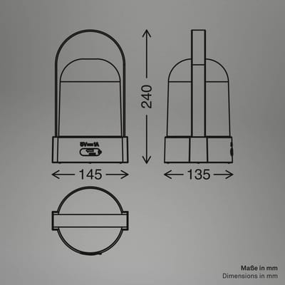 B.K.Licht Asa groot - Tafellamp Oplaadbaar - snoerloze lamp - dimbaar - kampeerlamp - 90 Lm - voor binnen en buiten - 14.5 x 13.5 x 24 cm - zwart