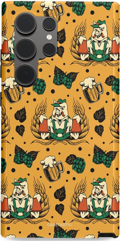 Casetastic hoesje geschikt voor Samsung Galaxy S24 Ultra - Dubbellaagse bescherming - Oktoberpret - Fashion Case - Goud Taupe Donkergroen Donkergrijs