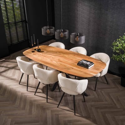 Dimehouse Deens Ovale Eettafel Tavon Acaciahout 215x105 cm - Hout - Scandinavisch & Basic - Deens ovaal