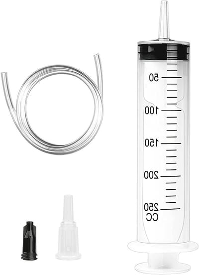 Grote 250ml Spuit - Herbruikbare Plastic Spuit met Slang en Stopper voor Laboratorium, Industrie, Tuin en Dierenvoeding