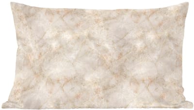 Sierkussens - Kussentjes Woonkamer - 60x40 cm - Lichtbeige - Goudbruine Nerven - Marmer