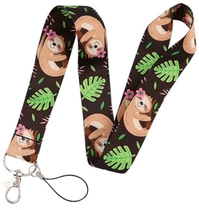 Travel Cords - Keycord Tropical Luiaard - Grappige print - Inclusief telefooncord