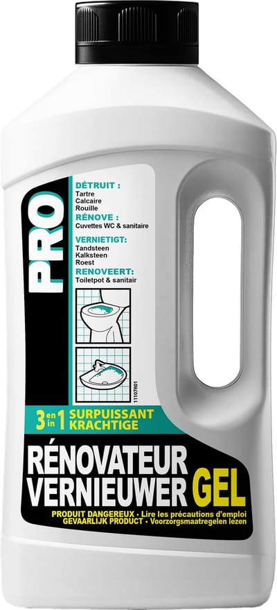 Pro - Superkrachtige vernieuwer - Gel 3 in 1 - ontkalkt, ontroest, ontstopt sanitair - 1 L