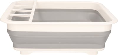 Concorde Afwas droogrek opvouwbaar met vakjes en afvoer - kunststof - grijs/wit -31 X 37 X 13 CM - Camping