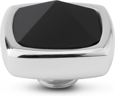 Melano Vivid Boxy CZ Steentje Zwart Zilver