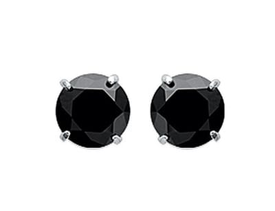 Amanto Oorbellen Dunia - 925 Zilver Gerhodineerd - Zwart - ∅6mm