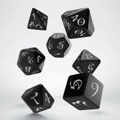 Q-Workshop Classic RPG zwart-wit dobbelstenen set (7)