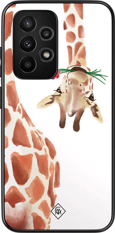 Casimoda® hoesje - Geschikt voor Samsung Galaxy A52 5G - Giraffe - Zwart TPU Backcover - Giraffe - Bruin/beige