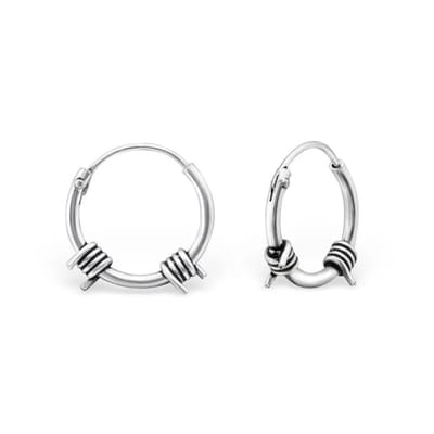 Aramat Jewels | Oorringen | 925 Zilveren Bali Oorringen Geoxideerd - Etnisch Design | 12mm / Houten | |2mm | Zilver | Kinderen, Volwassenen | Verkleurd niet