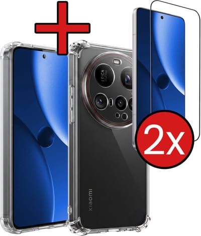 Hoesje - Met Screenprotector - 2 Stuks - Geschikt voor Xiaomi 15 Ultra - Sterk & Shockproof - Back Cover - Siliconen Case - Telefoon Hoes - Shock Proof - Telefoonhoes - Transparant
