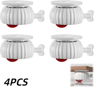 4 stuks-Universele wielen - kleine wielen - meubelwielen - met remmen - rolaccessoires - stil - zelfklevend - geschikt voor opbergdozen, plantenpotten en meubels - wit - 3,5*3,5*2,3 cm