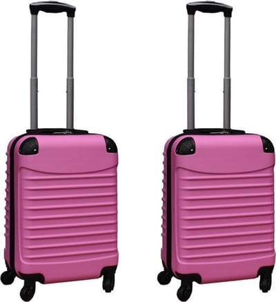 Kofferset 2 delige ABS handbagage koffers - met cijferslot - 39 liter - licht roze