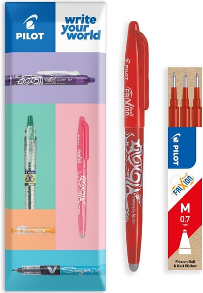 Uitwisbare Rollerball Pen - Friktie Pen Vulling - Fouten Corrigeren - Wissen met Hitte - 0.7mm Punt - Rood